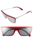 Women's Valentino Rockstud 50mm Rectangular Sunglasses - Mirror Black/ Transparent Red