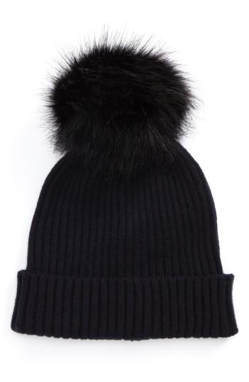 Women's Capelli Of New York Faux Fur Pom Knit Beanie -