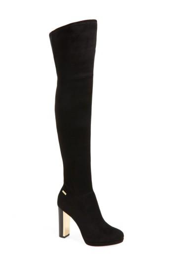 Women's Calvin Klein 'polomia' Platform Over The Knee Boot .5 M - Black