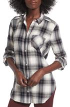 Women's Bp. Plaid Cotton Blend Shirt, Size - Ivory