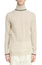 Men's Lanvin Contrast Tipped Wool Turtleneck - Beige