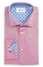 Men's Ted Baker London Jamer Trim Fit Dot Dress Shirt - 32/33 - Red