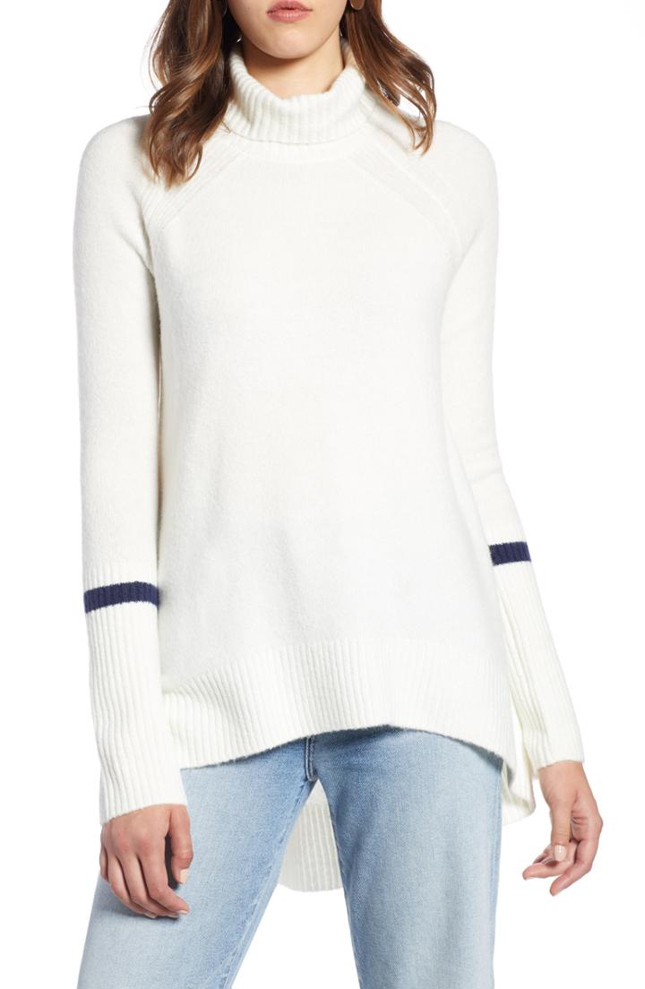 Women's Halogen High Low Oversize Wool Blend Sweater, Size - Ivory