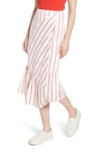 Women's Lewit Stripe Faux Wrap Skirt - Red