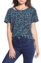 Women's Pam & Gela Leopard Print Cutout Tee, Size - Blue