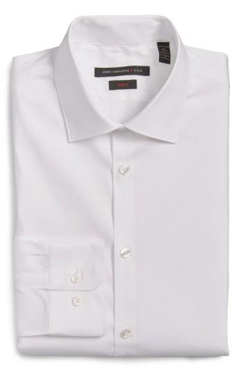 Men's John Varvatos Star Usa Slim Fit Solid Stretch Cotton Dress Shirt .5l - White