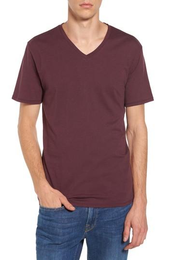 Men's The Rail Slub Cotton V-neck T-shirt, Size - Burgundy