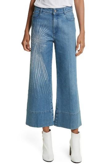 Women's Stella Mccartney Studded Denim Culottes - Blue