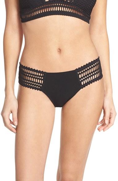 Women's Robin Piccone 'sophia' Crochet Bikini Bottoms - Black