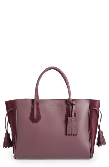 Longchamp Penelope Leather & Suede Top Handle Tote -