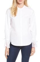 Women's Nordstrom Signature Eyelet Cuff Poplin Blouse - White