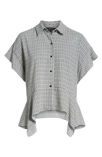 Women's 1.state Mini Houndstooth High/low Blouse - Green
