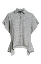 Women's 1.state Mini Houndstooth High/low Blouse - Green