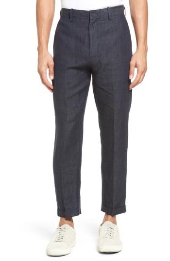 Men's Vince Relaxed Crop Linen Trousers - Blue