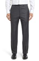 Men's Santorelli Flat Front Windowpane Wool Trousers