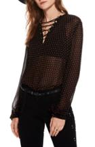 Women's Scotch & Soda Lace-up Star Print Blouse - Black