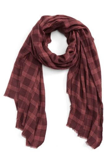 Women's Sole Society Check Twill Scarf, Size - Red
