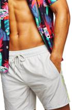 Men's Topman Side Tape Swim Trunks /x-large - Grey