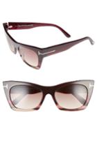 Women's Tom Ford Kasia 55mm Cat Eye Sunglasses - Melange Shiny Burgundy/ Beige