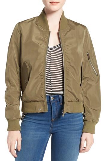 Petite Women's French Connection Bomber Jacket P - Green