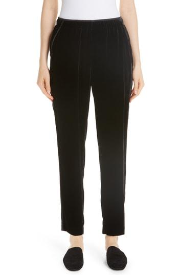Women's Lafayette 148 New York Velvet Track Pants - Black