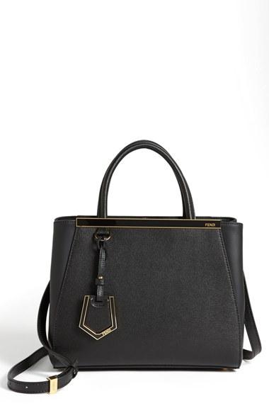 Fendi 'petite 2jours Elite' Leather Shopper - Black