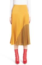 Women's Fendi Pleated Silk Crepe De Chine Skirt Us / 38 It - Yellow