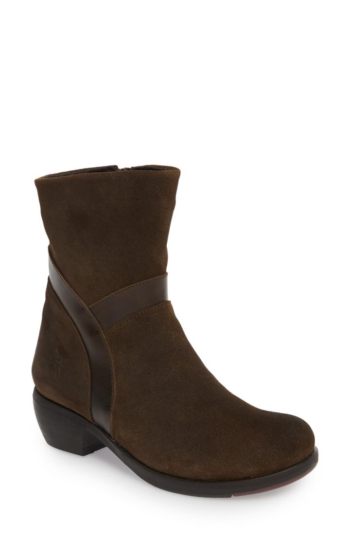 Women's Fly London Mobu Mixed Media Bootie .5-8us / 38eu - Green