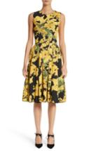Women's Carolina Herrera Floral Print Faille Day Dress - Yellow