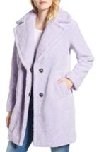 Women's Kensie Faux Fur Teddy Bear Coat - Purple