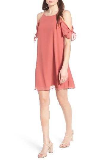 Women's Soprano Tie Sleeve Cold Shoulder Dress - Orange