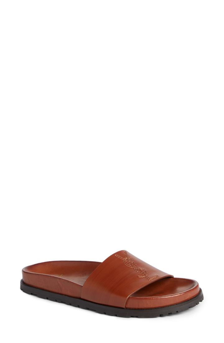 Women's Saint Laurent Jimmy Logo Slide Sandal Us / 35eu - Brown