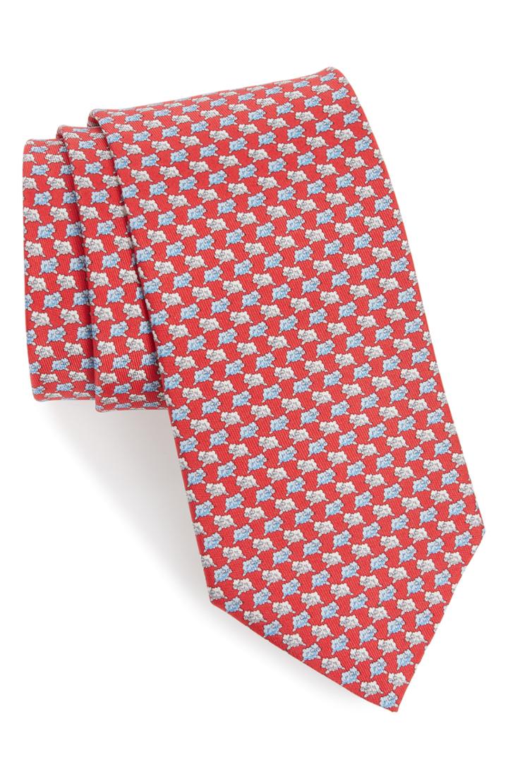 Men's Salvatore Ferragamo Gloria Print Silk Tie, Size - Red