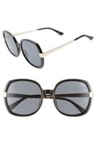 Women's Quay Australia Gold Dust 55mm Square Sunglasses - Black / Smoke