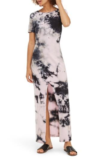 Women's Topshop Tie Dye Lace-up Back Maxi Dress Us (fits Like 0-2) - Pink
