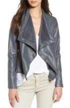 Women's Bb Dakota 'peppin' Drape Front Faux Leather Jacket - Grey