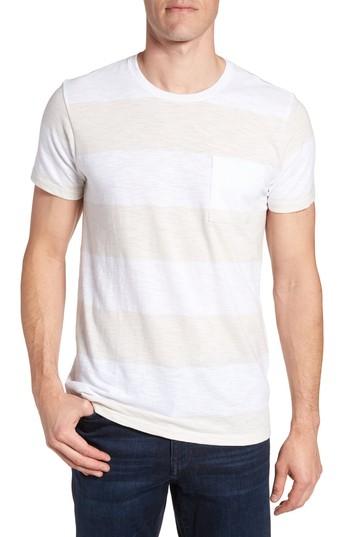 Men's Bonobos Block Stripe Slim Fit Pocket T-shirt - White