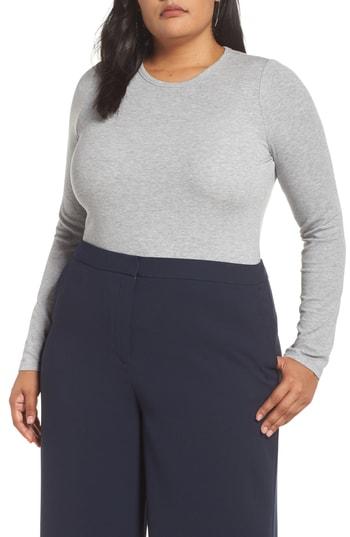 Women's Halogen Skivvy Fine Rib Crewneck Tee, Size - Grey