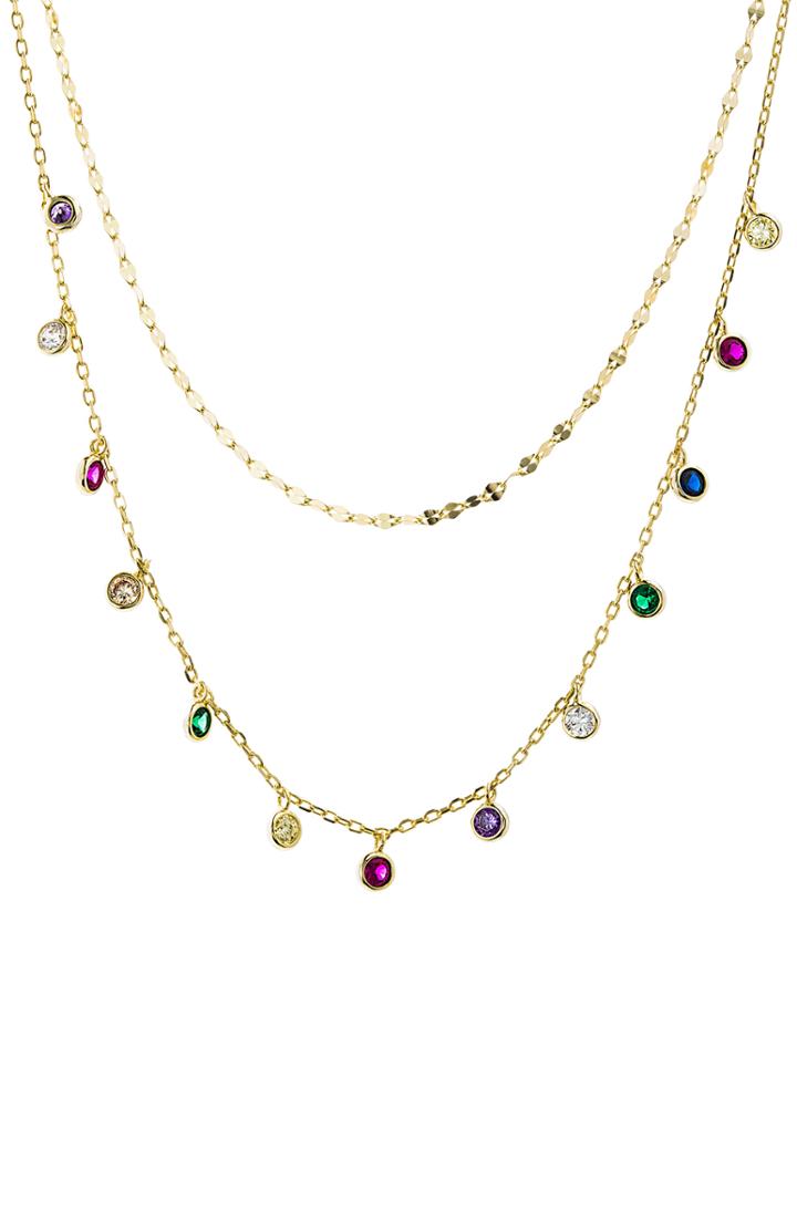 Women's Lesa Michele Bezel Cubic Zirconia Layered Necklace