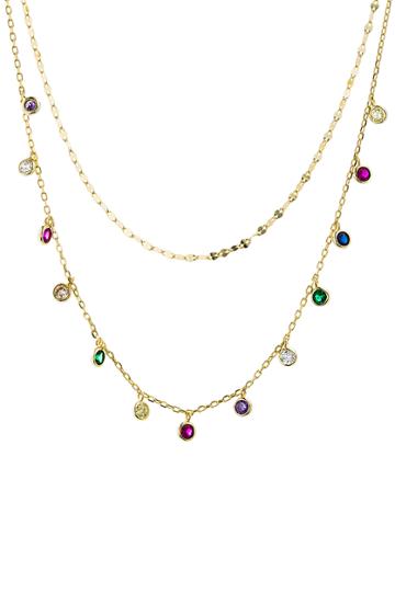 Women's Lesa Michele Bezel Cubic Zirconia Layered Necklace