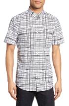 Men's Calibrate Trim Fit Non-iron Print Sport Shirt - White