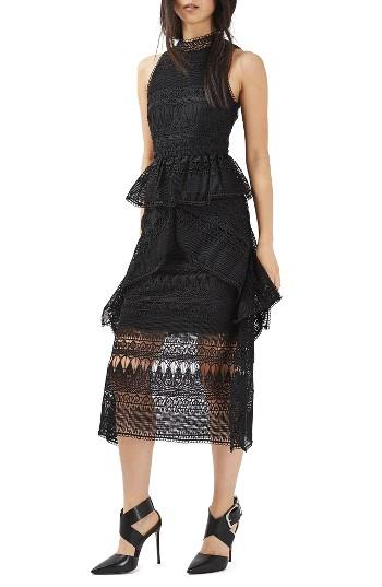 Women's Topshop Ruffle Lace Midi Dress
