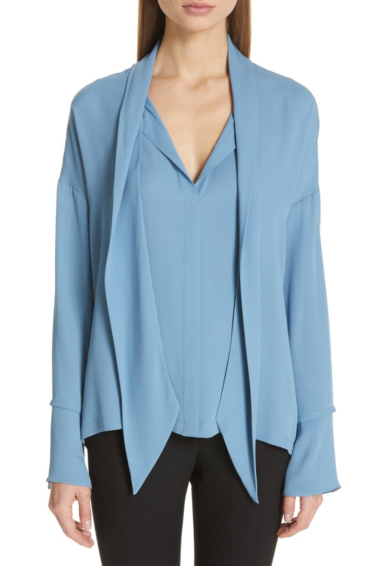 Women's Theory Silk Scarf Top, Size - Blue/green