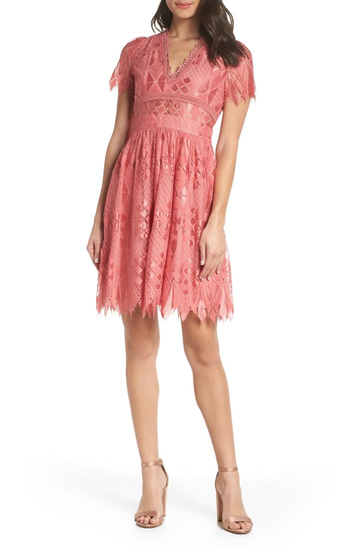 Women's Foxiedox Bravo Zulu Lace Fit & Flare Dress - Pink