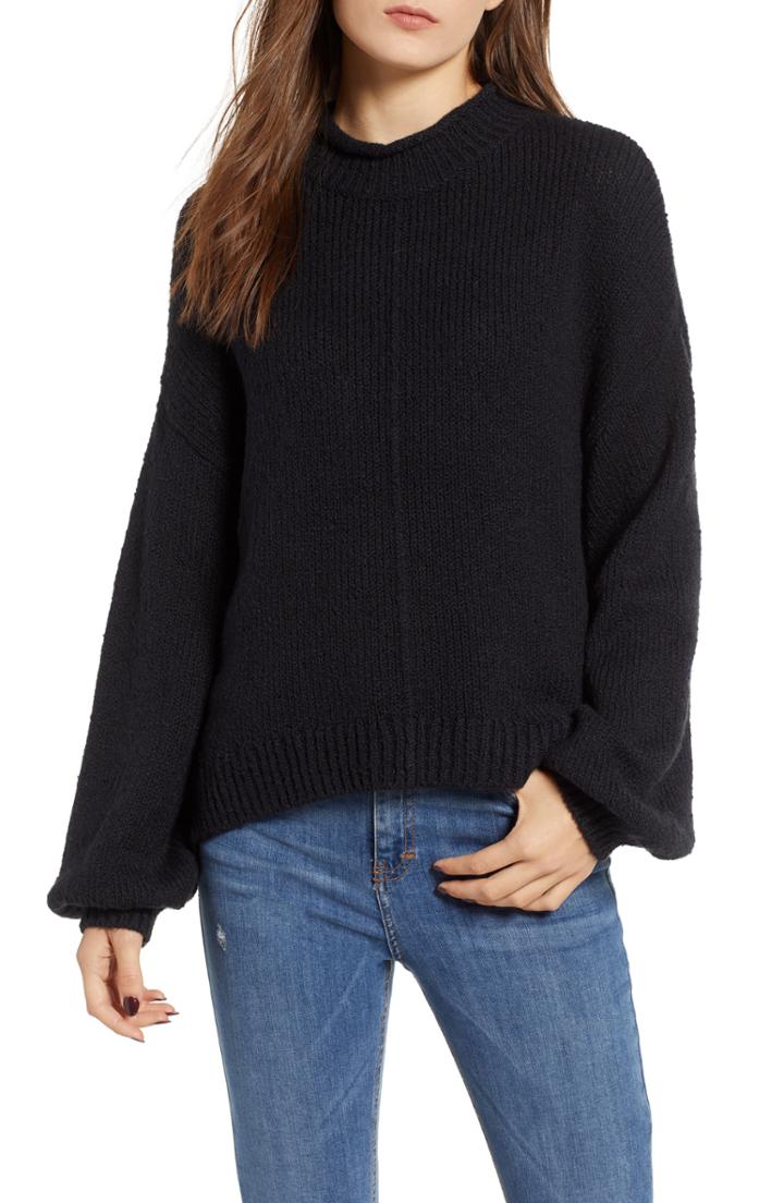 Women's Bp. Balloon Sleeve Sweater - Black