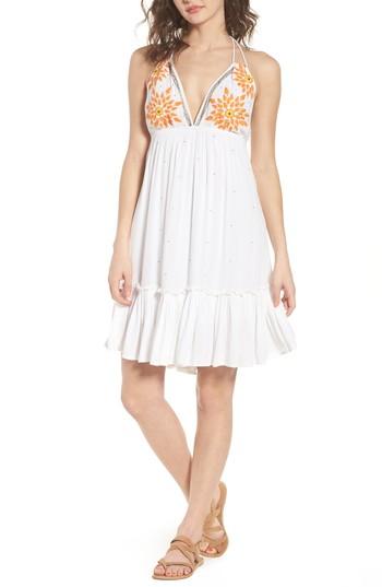 Women's Raga Neon Fields Embroidered Halter Dress - White