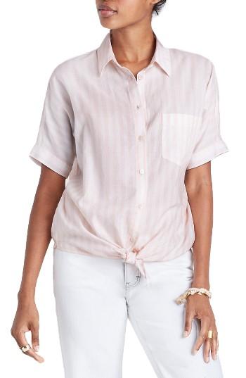 Women's Madewell Stripe Tie Front Blouse