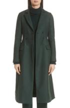 Women's Lela Rose Seamed Wool Twill Three-quarter Coat - Green