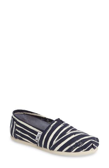 Women's Toms Striped Alpargata Slip-on M - Blue
