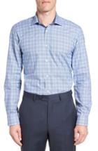 Men's Ted Baker London Royaltt Trim Fit Plaid Dress Shirt .5 - 32/33 - Blue